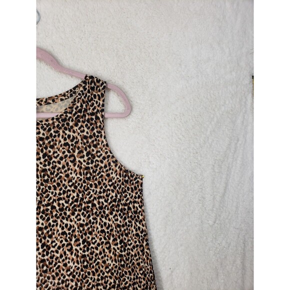 Old Navy Women Top Large Brown Cheetah Print Rayon Blend Sleeveless Tank Shirt - Picture 3 of 16